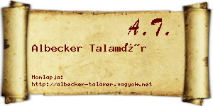 Albecker Talamér névjegykártya
